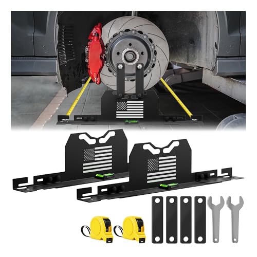 Upgraded Wheel Alignment Tool, 2 PCS Toe Alignment Tool Plates Without Removing Calipers, Wheel Alignment Kit with 2 Measuring Tapes, Compatible with Most Cars and SUVs