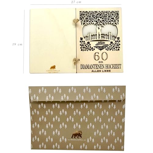 Woodland Mail Ewige Liebe: Holz-Jubiläumskarte zur diamantenen Hochzeit - 60 gemeinsame Jahre