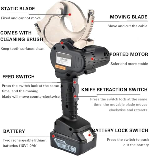 XCSCUK Hydraulic Cable Cutter,Efficient Cordless Hydraulic Rebar Cutter Tool, for Cutting Aluminum and Copper Wires (EC) 2 XCSCUK Hydraulic Cable Cutter,Efficient Cordless Hydraulic Rebar Cutter Tool, for Cutting Aluminum and Copper Wires (EC) - Image 2