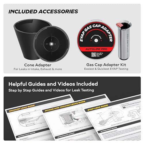 Image of AutoLine Pro HyperSmoke Automotive Smoke Machine EVAP Vacuum Leak Tester - Adjustable Pressure - OEM Approved Smoke Fluid - Built-in Air Compressor Motor - Includes Cone and Gas Cap EVAP Adapter.
