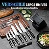 Knife Set, 15 Piece Premium Kitchen Knife Block Set, Razor-Sharp, High Carbon Stainless Steel Chef Knife, Ergonomic Forged Triple Rivet Handle, Black Sharp Knife Set for Kitchen, Dishwasher Safe