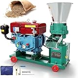BONXRDUN Futterpelletmaschine, Tierfuttermühle, Maschine mit Dieselmotor, 180 kg/h Futtermaschine mit 4 mm Stanzplatte, anpassbare Futterpelletmaschine, für Rinder, Huhn, Ente, Schwein
