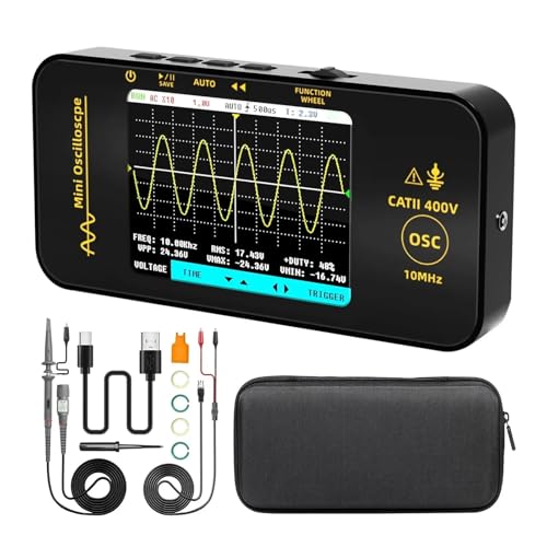 TIEOAXFT Osciloscopio Digital portátil OT3 con Pantalla LCD TFT de 3,2', 10 MH/z/48 MSa/s, portátil, for automoción, Normal, de Disparo único(OT3 (Option A))