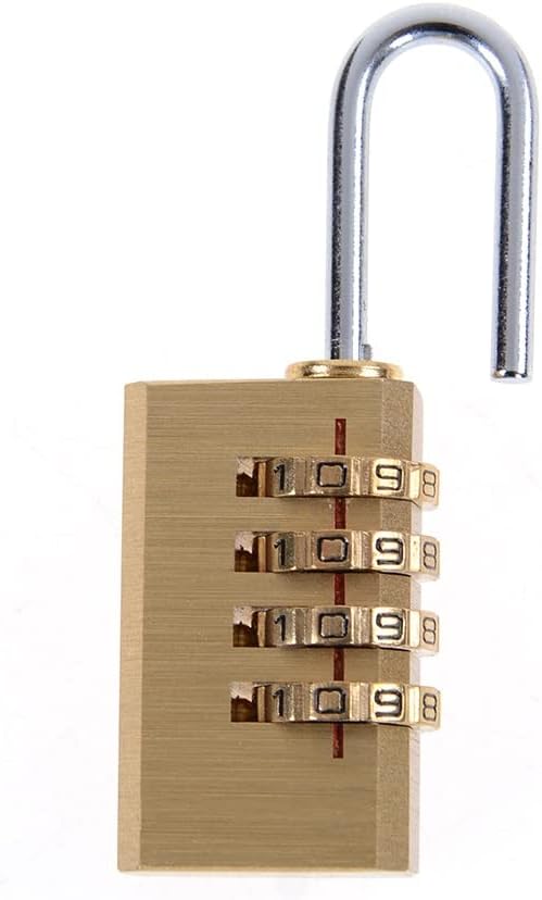 1pc Brass Mini 4 Digits Number Password Code Lock Combination Padlock Pad Resettable for Travelling Bag Door 6cmx2cmx1cm