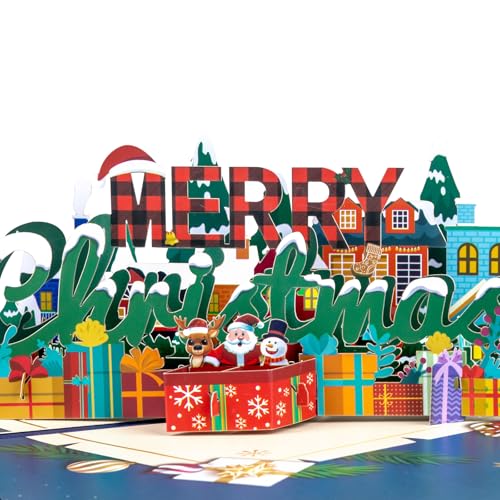 DLYMXGC Tarjeta de Navidad 3D desplegable Tarjeta de felicitación de Navidad hecha a mano con sobres, tarjeta de regalo única para celebrar y enviar deseos a amigos y familiares