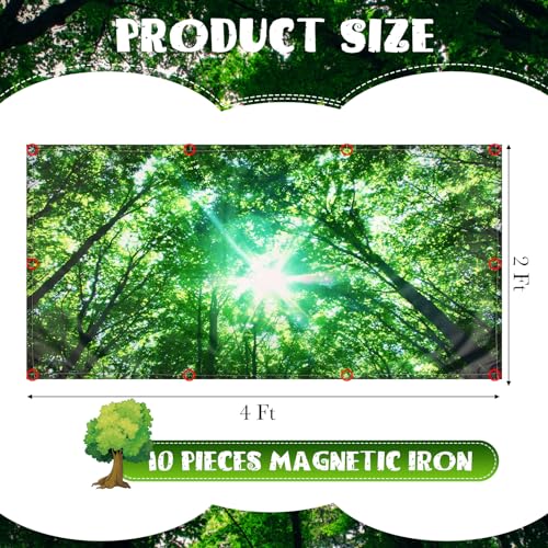 Image of Yahenda 8 Packs Magnetic Fluorescent Light Covers 4 x 2 Feet Ceiling Panel Light Shade Decorative Covering Filters for Classroom Office School Home Hospital Decor (Forest)