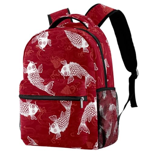 Sac à dos d'école carpe japonaise multicolore 29.4x20x40cm