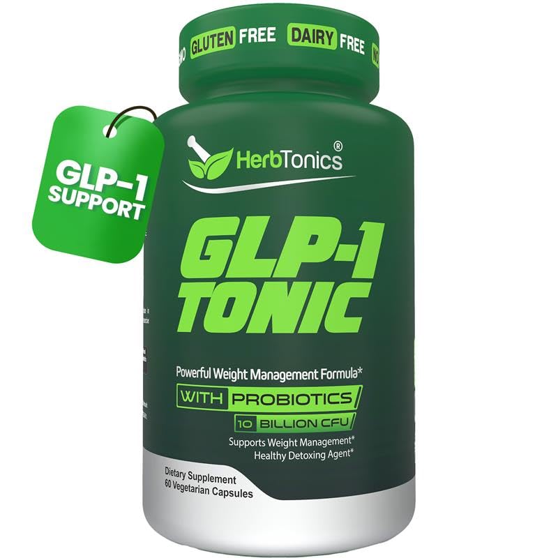 HerbtonicsGLP-1 Tonic Weight Supplement – Natural GLP-1 Support with Apple Cider Vinegar, BHB Salts & Probiotics – Supports Appetite Regulation, Metabolism, Digestion & Detox – 60 Vegan Capsules