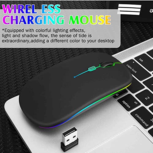 Image of UrbanX 2.4GHz & Bluetooth Mouse, Rechargeable Wireless Mouse for Fire HD 10 Tablet Bluetooth Wireless Mouse for Laptop /PC /Mac /Computer /Tablet /Android RGB LED Onyx Black