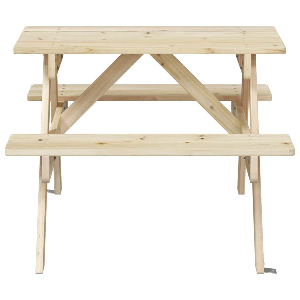 Tavolo da picnic per 4 bambini, in legno di abete massiccio con foro per ombrellone, 71 x 79 x 52 cm, struttura a forma di A, per giardino, terrazza, balcone, veranda, campeggio, barbecue