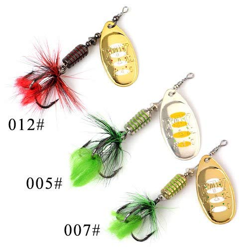 FTK 3pcs Mix Colors Mepps Fishing Lure Spoon Lures Hard with Mustad TRE
