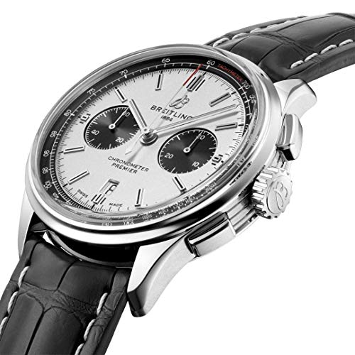 Breitling Premier Chronograph Automatic Chronometer Silver Dial Men's Watch AB0118221G1P22