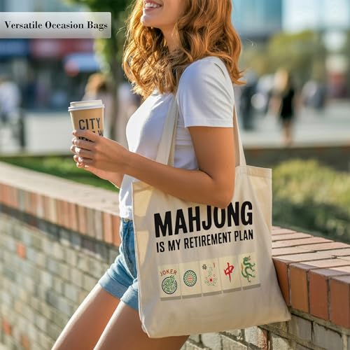 Bolsa Tote para mujeres Mahjong Gifts reutilizable de lona miniatura 4