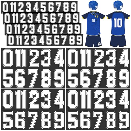 Glenmal 88 Sheets 968 Pcs Iron On Numbers For Jersey T-Shirt Heat Transfer Numbers 0-9 For Fabric Clothing Sports Jersey Helmet Football Basketball Baseball Diy Team Uniform (White)