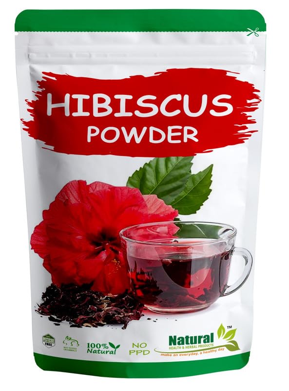 Natural Health & Herbal Products 100% Hibiscus flower Petal Powder for hair mask, face Mask & hibiscus tea, Edible grade, Pink, (100g) Pure Natural Herbal, Eating & Drinking, hibiscus powder for tea