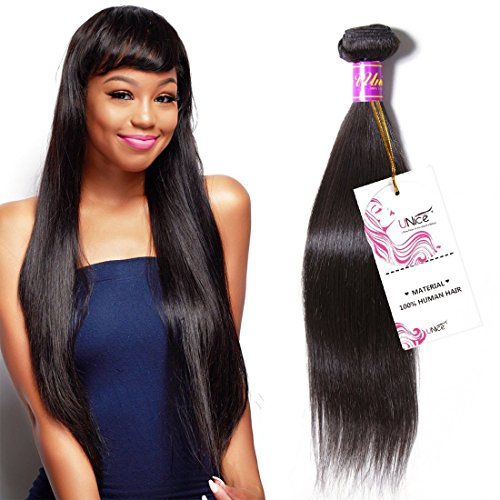 UNice Hair Icenu Series 8A Brazilian Straight Virgin Hair 1 Bundle Unprocessed Human Hair Extensions Weave Natural Color (10, #1B color)
