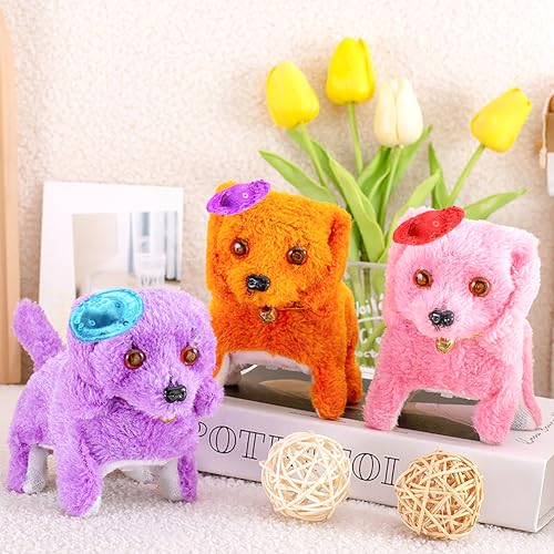 Image of VGRASSP Fluffy Fantastic Walking Puppy Toy for Kids - Cap Dog with Light in Eyes and Cute Puppy Sound - Adorable, Safe and Soft Toy - Color and Design As Per Stock