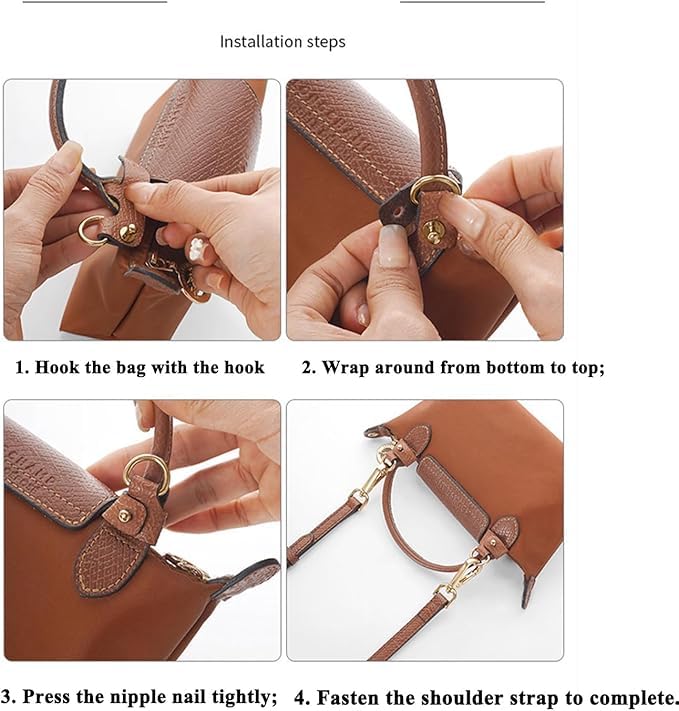 Image of Chispee Leather Bag Shoulder Strap, Purse Straps Replacement Crossbody Adjustable Conversion Kit for Longchamp Mini Bag