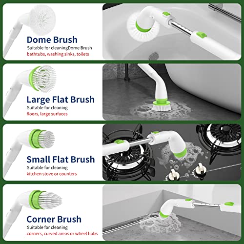 Electric Spin Scrubber, Shower Cleaning Brush With Adjustable Handle, Cordless Scrubber Tool With 4 Brush Heads, Durable Household Cleaning Tool For Window, Tub And Tile #TOP2