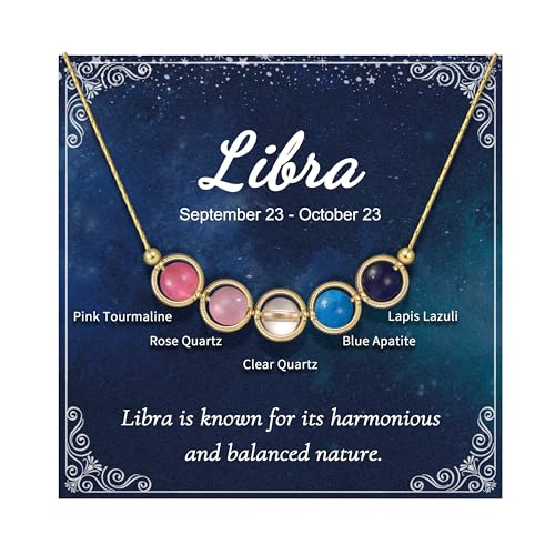 Nymerianoble Gold Libra Zodiac Necklace...