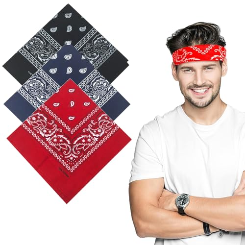 LZKHEH 3er Set Bandanas für Damen und Herren, Nickitücher als Kopftuch...