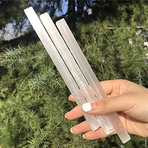 Zenkeeper Selenite Sticks Large 3 Pcs, Natural Selenite Rough Crystal Wands for Reiki Chakra Good Luck Protection and Healing Home Decor
