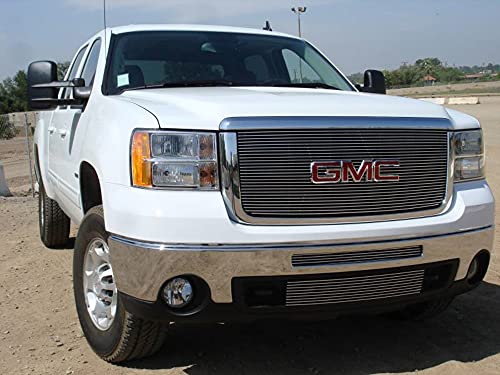 Image of T-Rex 21206 Horizontal Aluminum Polished Finish Billet Grille Insert and Overlay for GMC Sierra 2500HD /3500