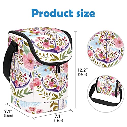 Bolsa de almuerzo rosa floral Ship Anchor con asas reforzadas 4