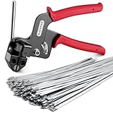 DAFONSO Stainless Steel Cable Tie Gun Kit-100PCS 11.8 inches 304 Heavy Duty Metal Zip Ties, 200LBS Tensile Strength & UV Resistant-for Fence, Exhaust Pipe, Chicken Coop & Industrial Use