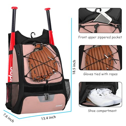 Goloni Baseball Bag,Backpack for Baseball, T-Ball & Softball Equipment & Gear,Softball Bag with Shoe Compartment,Fence Hook2