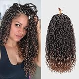 Gx Beauty 6 Packs New Goddess New Locs Crochet Hair, 14 Inch 144 Strands Faux Locs, Crochet Braids Hair for Black Women, with More Small curls, Faux Bohemia Locs, Boho Style(14 Inch, 6Packs, T1B/30)