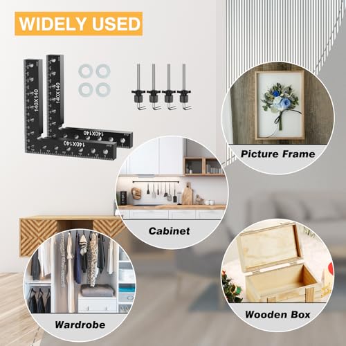 Housolution 90 Degree Positioning Squares Right Angle Clamps 5.5 x 5.5"(14 x 14cm) Aluminum Alloy Corner Clamps for Woodworking Tools, Wood Clamps for Picture Frame Box Cabinets Drawers (2pack), Black 7 Housolution 90 Degree Positioning Squares Right Angle Clamps 5.5 x 5.5"(14 x 14cm) Aluminum Alloy Corner Clamps for Woodworking Tools, Wood Clamps for Picture Frame Box Cabinets Drawers (2pack), Black - Image 7