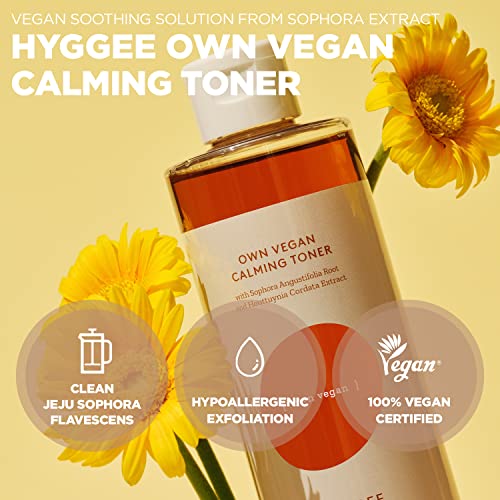 Hyggee Own Vegan Calming Toner - Soothing & Exfoliating Toner With Lha And Bha - Sophora Flavescens Extract - Removes Sebum And Dead Skin Cells, 6.76 Fl.oz. #TOP1