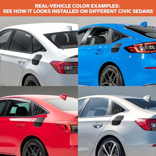 Image of for 11th Gen 2022-2026 Honda Civic Accessories, 3pcs Trim Set - Rear Quarter Triangle Window Louver Covers & Fuel Tank Cover (Fits Sedan Only /Not for Hatchback) (Carbon Fiber)