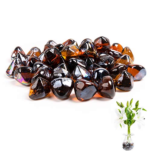 Decorlife Glass Stones 1.5LB Diamond Shape Glass Gems Diamond Amber Glass Gemstones