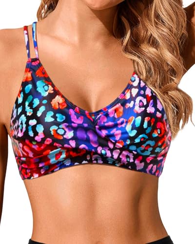 Image of Holipick Twist Front Bikini Tops for Women - Push Up Bathing Suit Top Padded Swimsuit Top