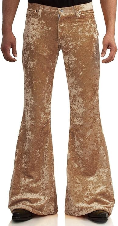 Image of EVEDESIGN Mens Bell Bottom Velvet Pants 60s 70s Disco Outfits for Men Vintage Flared Jeans