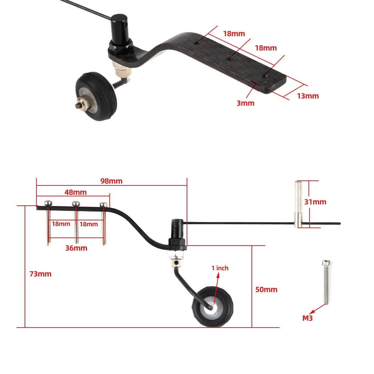 Compatible Para 30E Serie Tren trasero fibra carbonio