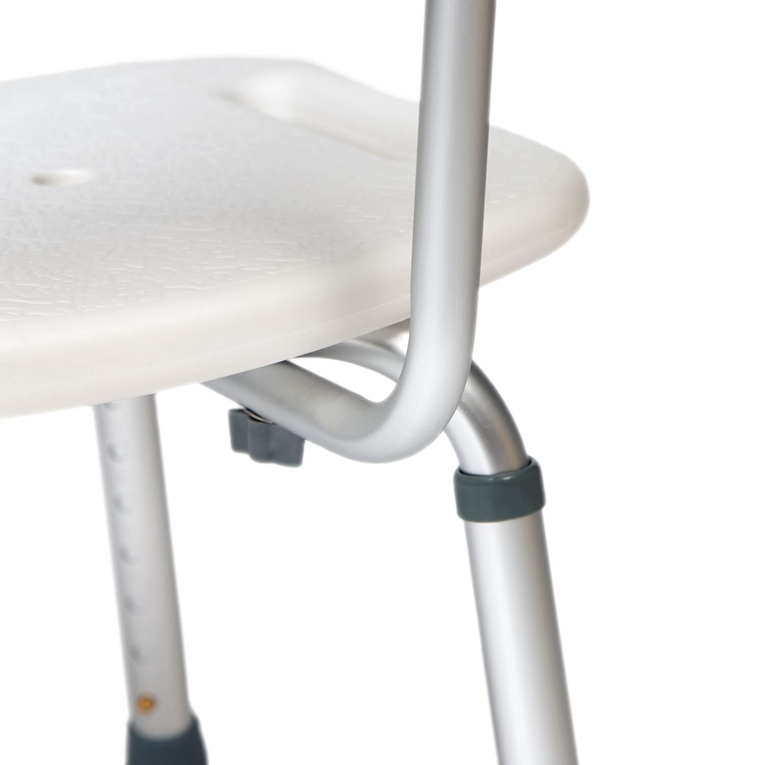 Silla de Baño con Respaldo, Asiento en U y Altura Regulable | Antideslizante, desagües integrados, ajuste en 8 niveles, montaje sin herramientas, para personas mayores