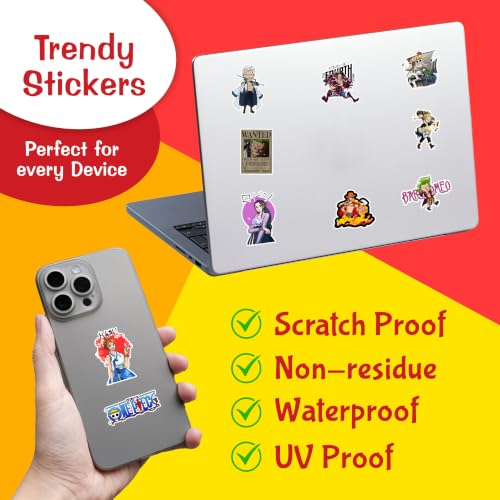 Image of CodersParadise 54-Pack Anime Manga Vinyl Sticker (3 Inch)- Waterproof Multicolor Self-Adhesive Decals for Laptop, Journal, Mobile Case, Metal, Glass, Wood & Plastic Surfaces - Residue-Free Sticker Set