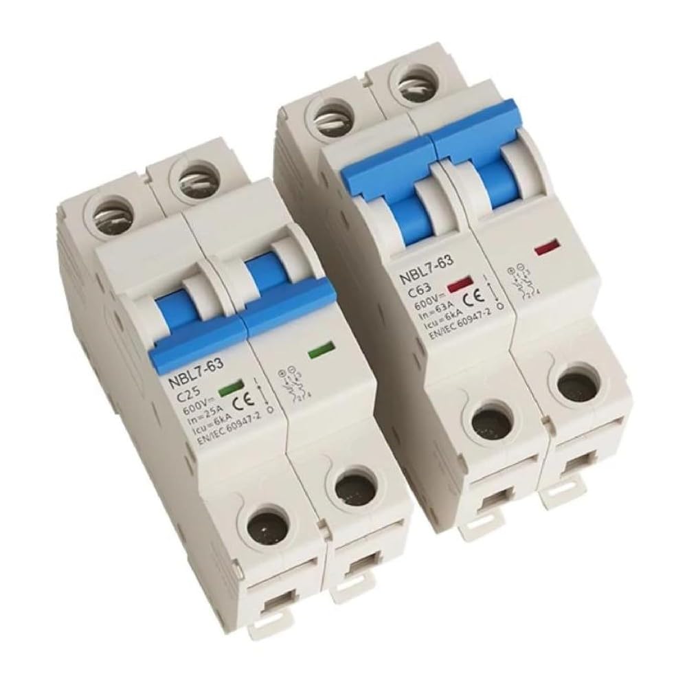 Interruttore Automatico Fotovoltaico NBL7-63, 2 Poli, 600 V/1000 V CC, Montaggio Su Guida DIN, Bianco E Blu, MCB A Energia Solare Componenti elettrici(2P 1000VDC 16A,16A)