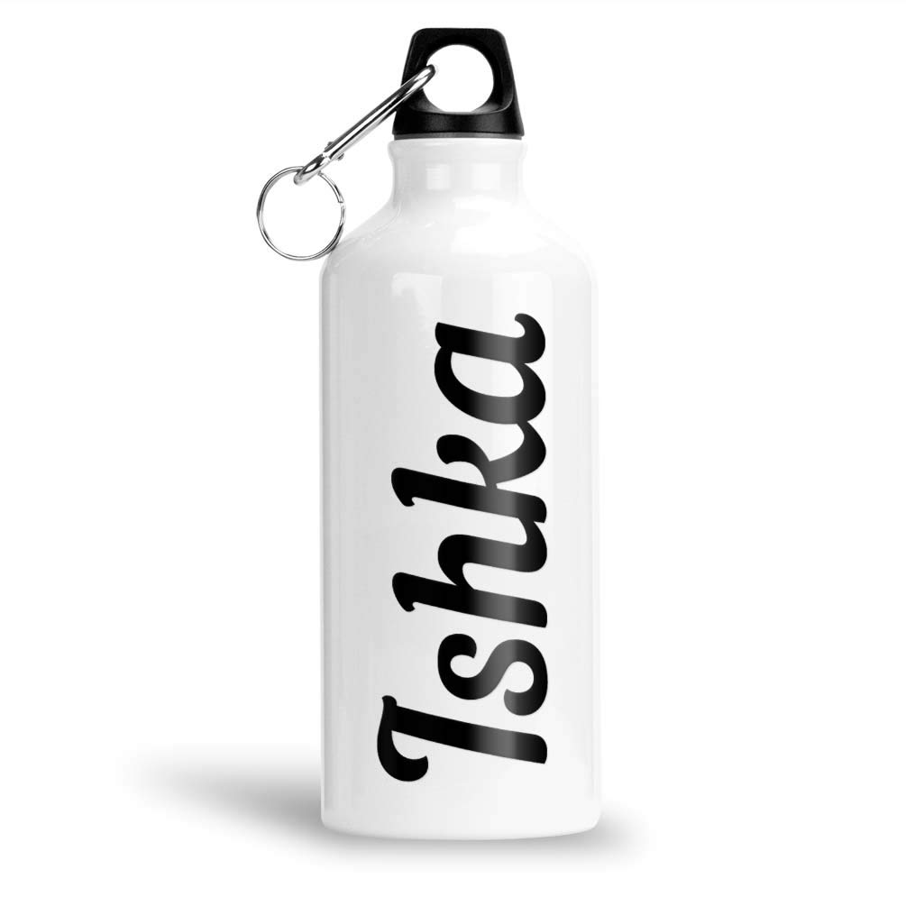 FurnishFantasy Aluminium White Sipper Bottle 600 ml - Best Gift for Happy Birthday, Return Gift, Name - Ishka