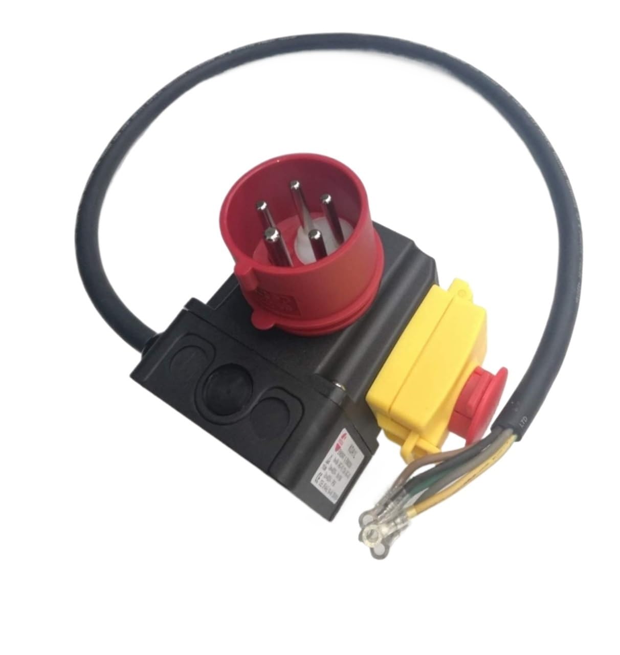 For interrupteur électromagnétique multifonctionnel 2 en 1 KOA1L, interrupteur à bouton-poussoir d'arrêt d'urgence magnétique 230/400 V 12 A (8 A) prise industrielle 5P avec couvercle étanche