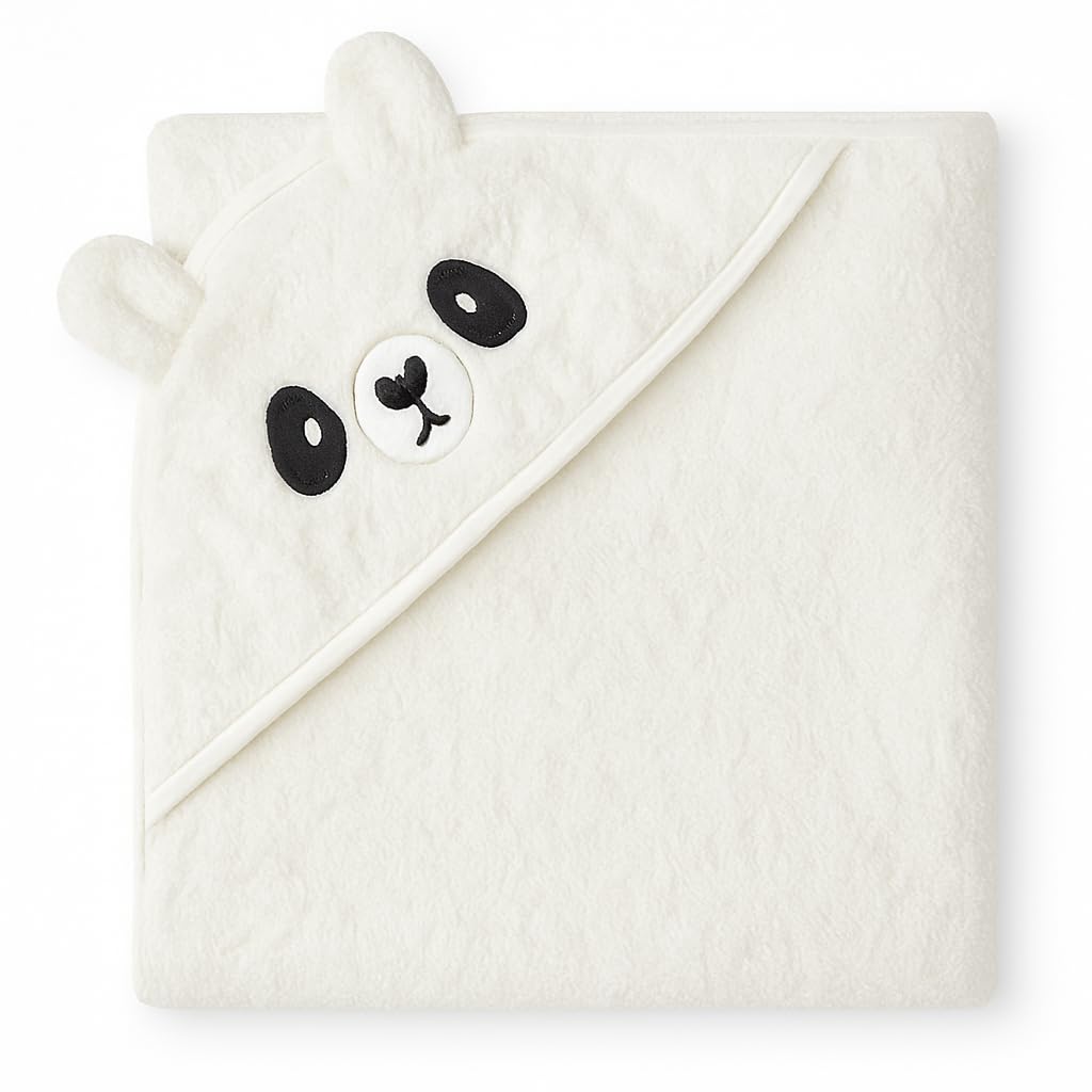 Shark Doo Doo® Organic Cotton Hooded Baby Towels for Newborn Boys & Girls – Soft & Breathable Bath Towel for Infants & Toddlers (85x85 cm) (White)-image-44