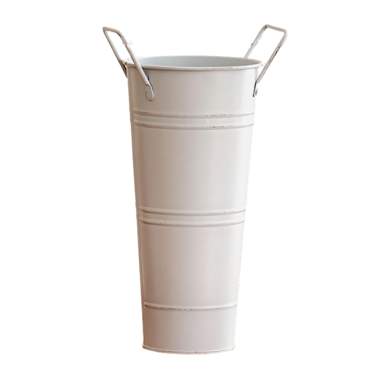 Galvanized Metal Vases for Flower French Flower Bucket with Handle for Wedding,Country,Florals Arrangement Galvanized Metal