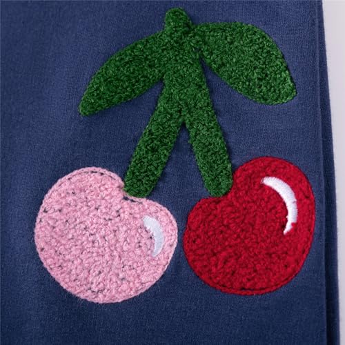 Image of Girls Cotton Long Sleeve Casual Cartoon Appliques Striped Jersey Dresses
