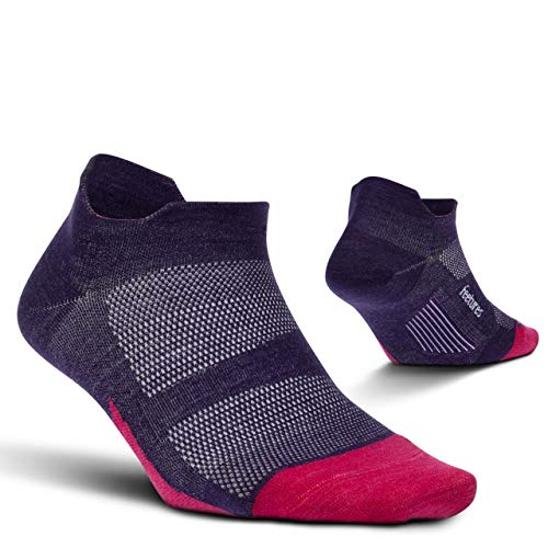Feetures Merino 10 Ultra Light No Show Tab Sock Solid (Small, Pulsar Purple)