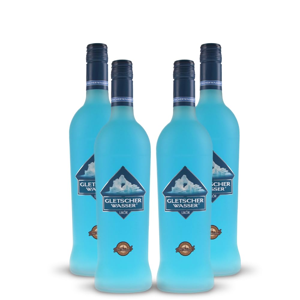 Gletscherwasser Likör 700ml 16% Vol. | Herrlich frischer ICE-Geschmack von Gletscher Bonbons - ein Likör zum Genießen (4x 0.7L)