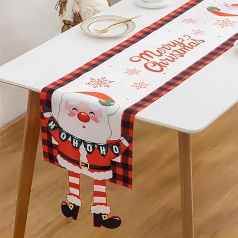 Bekecidi Santa Claus Christmas Table Runner Cover