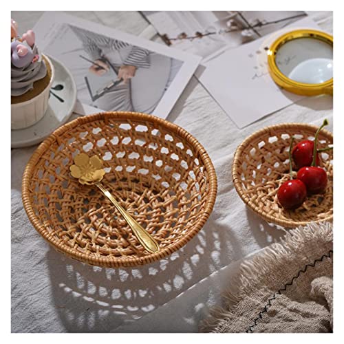 Aqxyxsw Panneau de rangement en rotin naturel tissé tissé à la main fruits creux pain biscuits panier de cuisine servir plateau plateau plateau cuisine organisateur lingli(14.5x4cm basket)